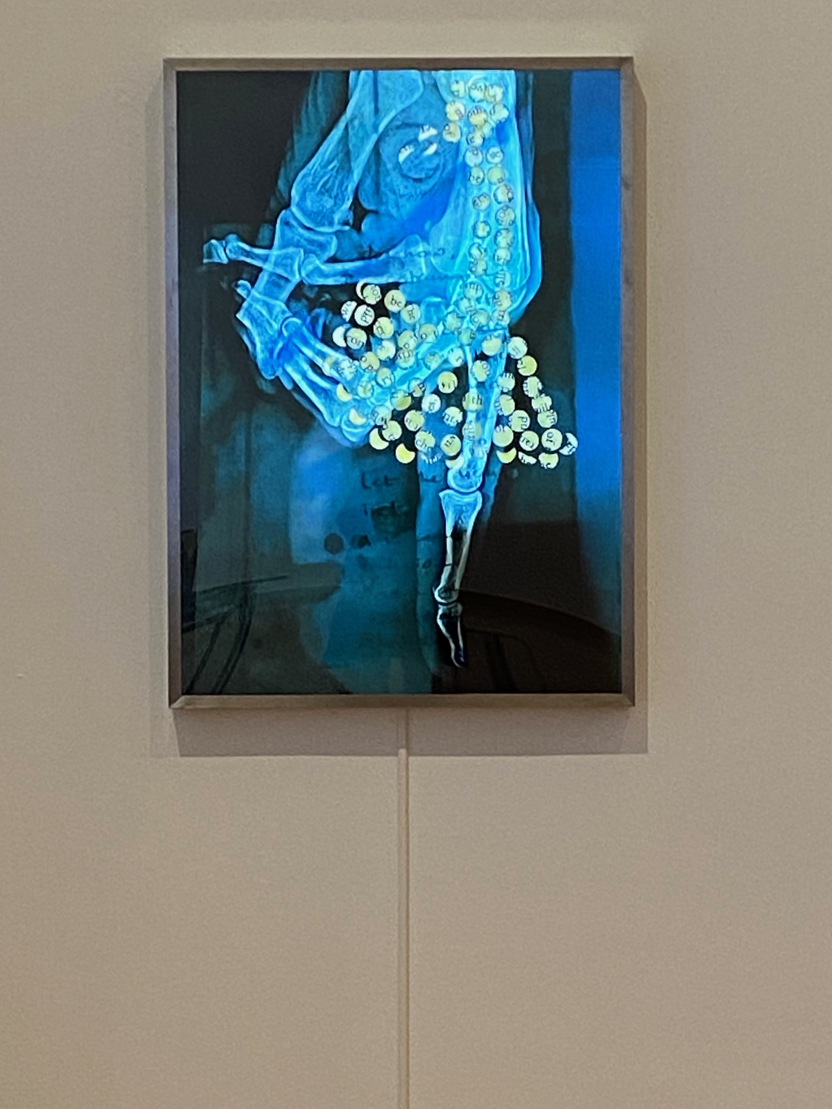 digital artwork on screen of an xrayed hand