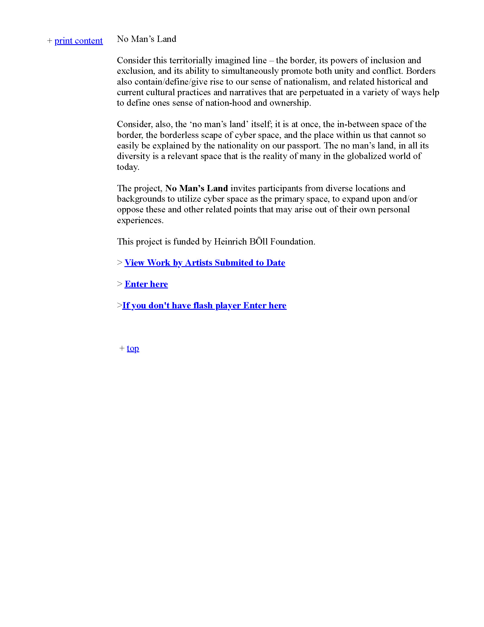 No Man's Land 2005-2006 — Introductory Text from Website