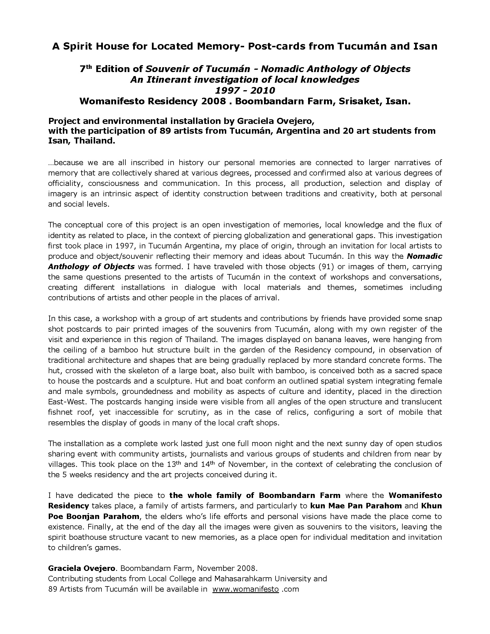 A Spirit House for Located Memory — Post-cards from Tucumán and Isaan