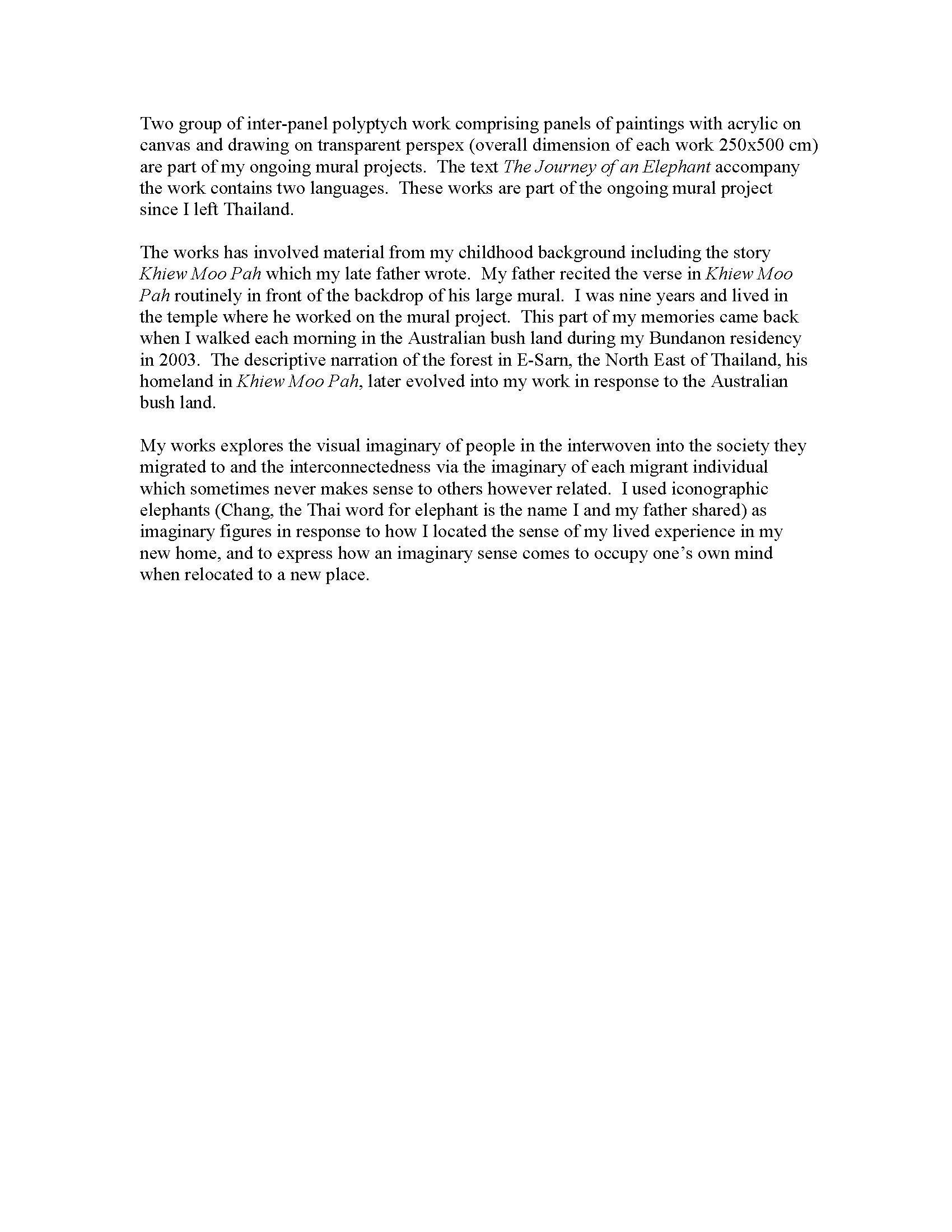 An Elephant Journey — Work Description by Phaptawan Suwannakudt