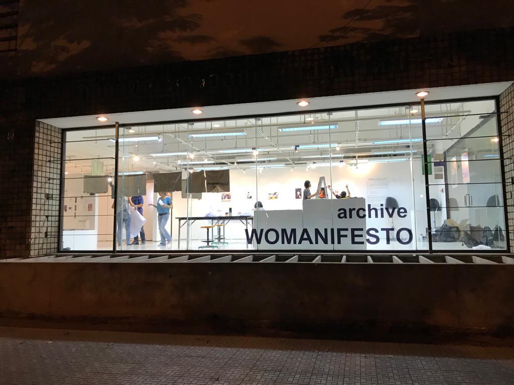 Installing ‘Archiving Womanifesto’ exhibition at CommDe, Chulalongkorn University, Bangkok, 2019